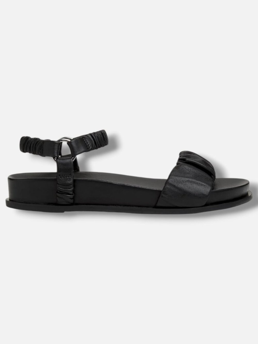 22élevé Women's Black Ruched Leather Sport Sandals Shoes Size EU:42 US:12